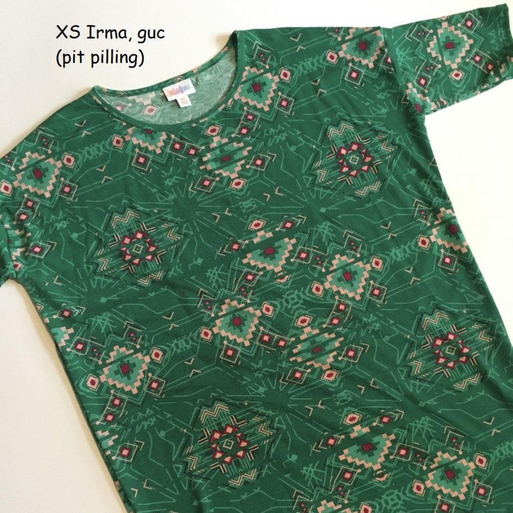 XS Lularoe Irma oversized tunic, SW green pink